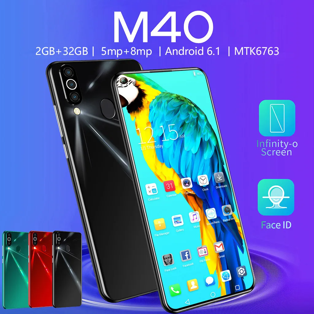 M 40 четырехъядерный 6,6 дюймов HD камера Android 6,1 2G+ 32G gps 3g мобильный телефон для звонков UK профессиональный модный смартфон