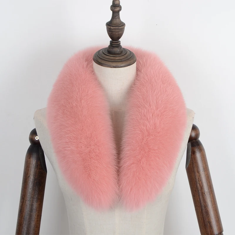 Nude Pink Натуральный Лисий меховой воротник для мужчин и женщин зимний меховой шарф длинный стиль меховой воротник дамское пальто меховой воротник Роскошная брендовая шаль шарфы - Цвет: Nude Pink