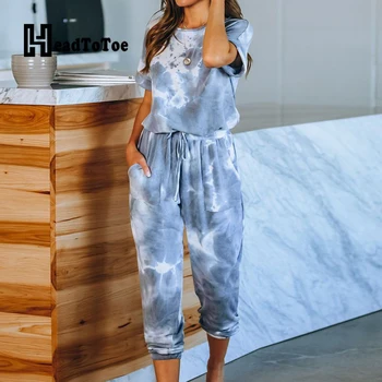 

tie dyed casual rompers women jumpsuits homewear one piece overalls