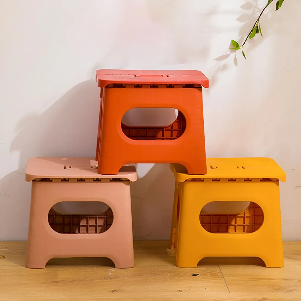 

Plastic Multi Purpose Folding Step Stool Home Outdoor Storage Foldable Kids Holding Stool Household Bathroom Folding Ottomans