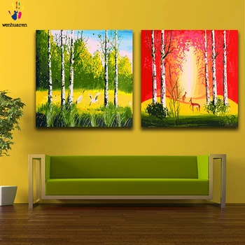 

DIY colorings pictures by numbers with colors Birch forest Forest scenery picture drawing painting by numbers framed Home