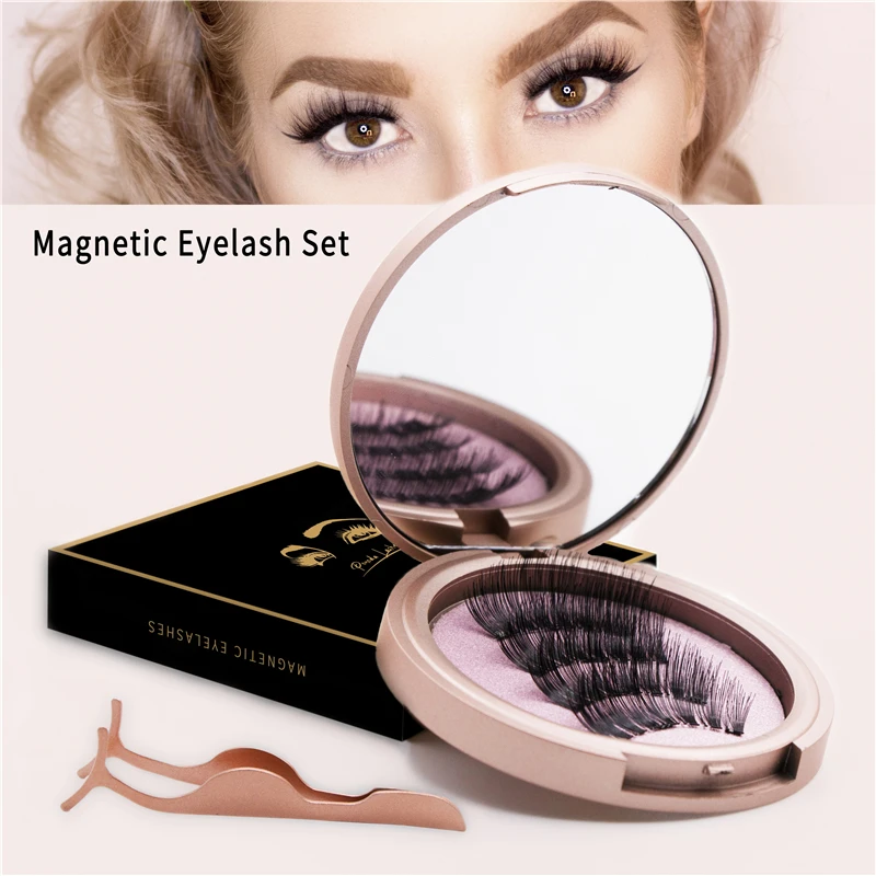 

Magnetic Eyelashes Natural Crisscross 3D Magnet False Eye Lashes Handmade Wihtout Glue Magnet Lashes Tweezers With Rose Gold Box