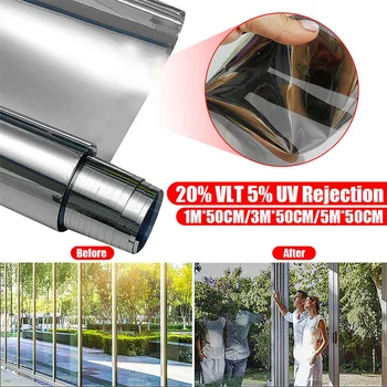 

50cmx1/3/5m One Way Mirror Window Film Reflective Window Film Anti UV Insulation Window Mirror Window Stickers for Home Office