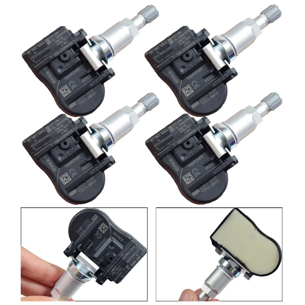 4 шт. TPMS датчик давления в шинах/предупреждающий для Hyundai Equus Santa fe Genesis 52933-B1100 52933-3N100