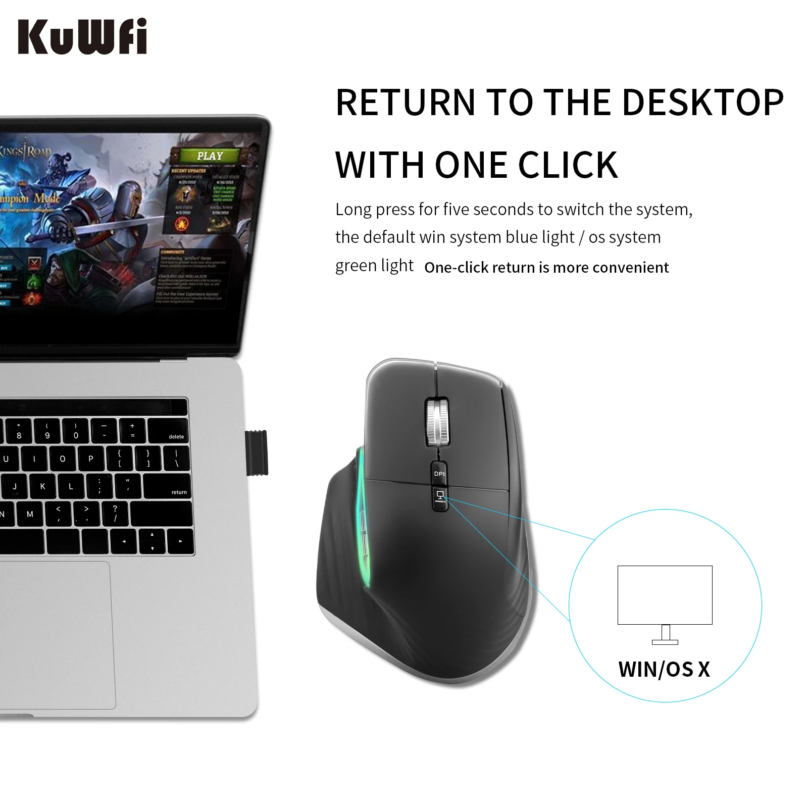 Rato sem Fio Bluetooth Rgb Recarregável Mouse Usb Mudo Led Backlight 4000dpi Mouse Ergonômico Gaming Mouse para Computador Portátil Gamer - Imagem 3