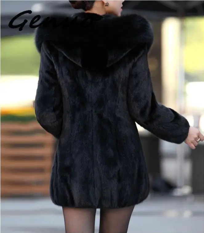 4XL Женское зимнее пальто модное повседневное теплое пальто из искусственного меха с капюшоном высокого качества Большие размеры женские меховые куртки черное пальто