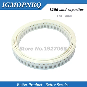 

100pcs 1206 1nF 102 smd capacitor X7R Error 10% 50V 1206 102 smd capacitor NEW