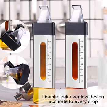 

Stainless Steel +Glass Leakproof Oil Bottle Home Soy Sauce Bottle Seasoning Bottle Oil Vinegar Pot Dispensing Cruet Container