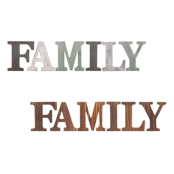 

"Family" Decorative Wooden Letters Large Wood for Wall Decor in Rustic Wood Color