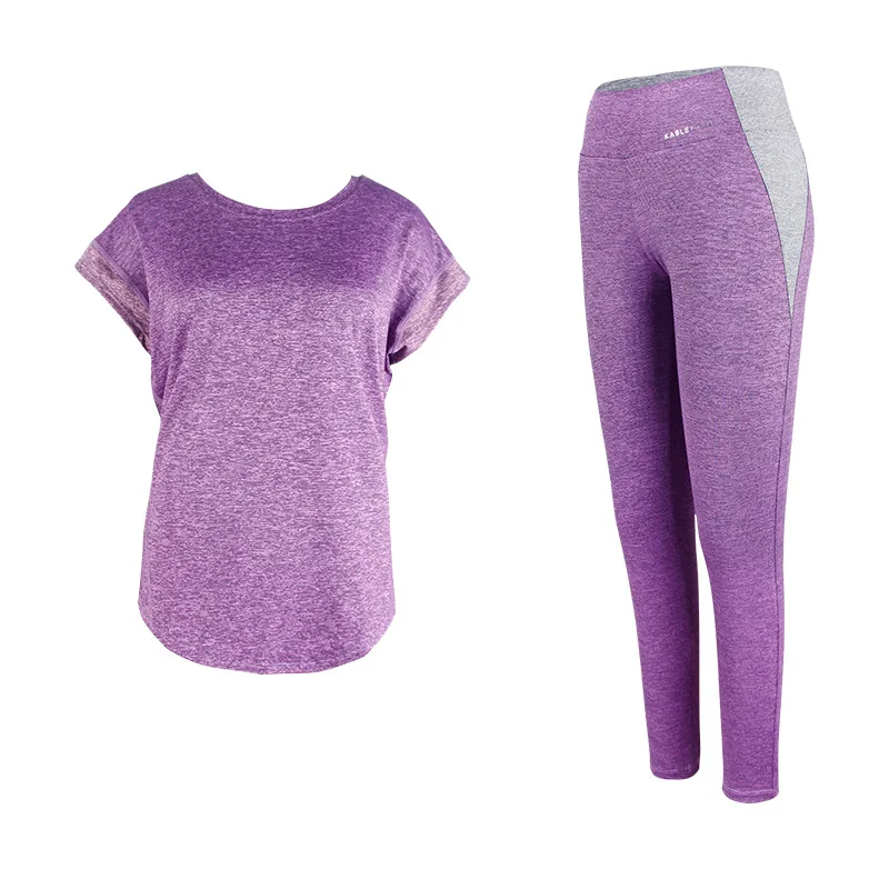 Kakaforsa Для женщин комплект для бега Фитнес спортивный костюм женский тренажерный зал Спортивная одежда для бега, йоги комплект сексуальная женская одежда для бега - Цвет: Purple