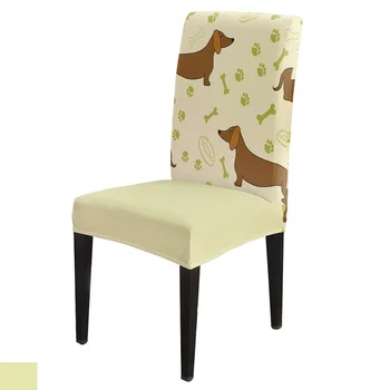 

6/8piece Cartoon Dog Pattern Print Chair Cover Dining Elastic Chair Covers Spandex Stretch Elastic Anti-dirty Removable