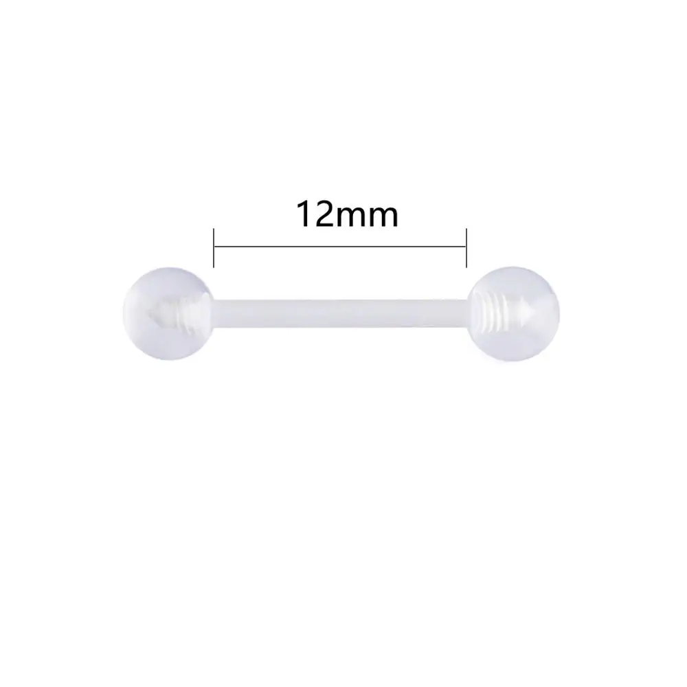 12mm Набор для пирсинга, Oreja, 6 шт., прозрачный Bioflex, невидимая Промышленная Штанга для языка, кольцо, фиксатор, шпилька, кость, шпилька, Сексуальные Ювелирные изделия для тела - Окраска металла: 12mm