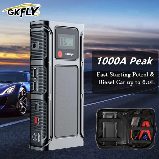 GKFLY 1000A araba atlama marş yüksek güç başlangıç aygıtı güç bankası araba pil güçlendirici Buster 6.0L dizel benzinli araba