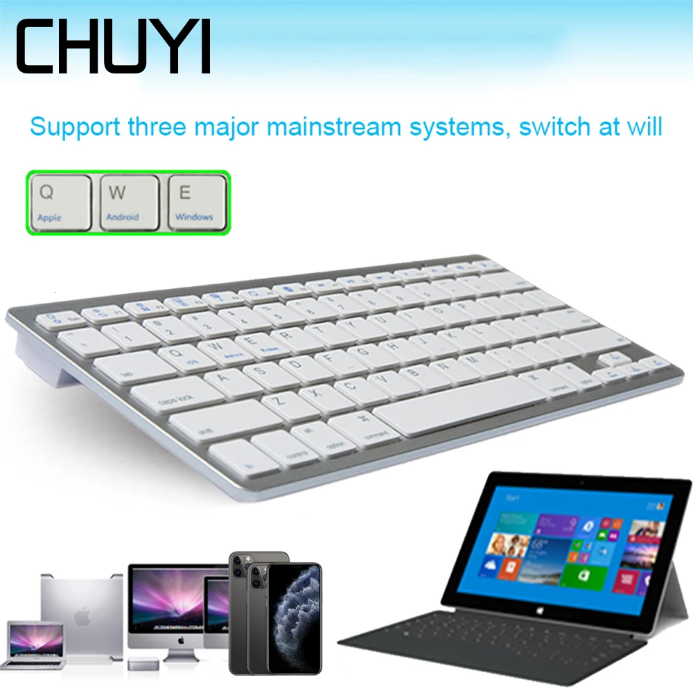 CHUYI для Ipad Bluetooth клавиатура беспроводная клавиатура мини ультра тонкий мультимедиа Teclado для Ipad IOS Android планшет смартфон