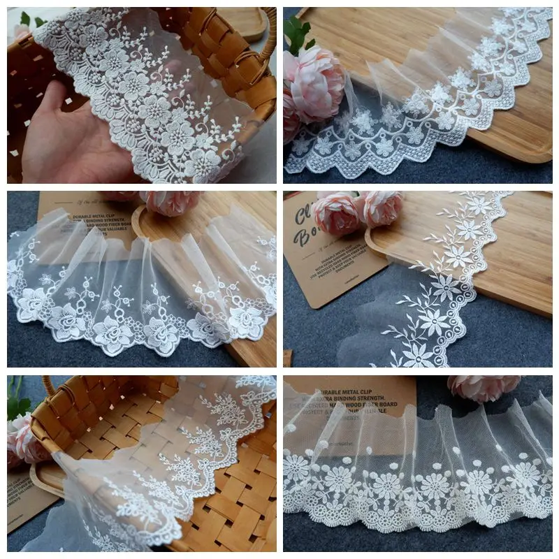 

2 м/лот красивые односторонние белые хлопковые вышитые кружевные аксессуары для воротника платья Бесплатная доставка X414