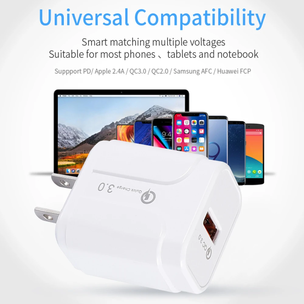 

Quick Charge 3.0 18W QC 3.0 4.0 Fast charger USB portable Charging Mobile Phone Charger For iPhone Samsung Xiaomi