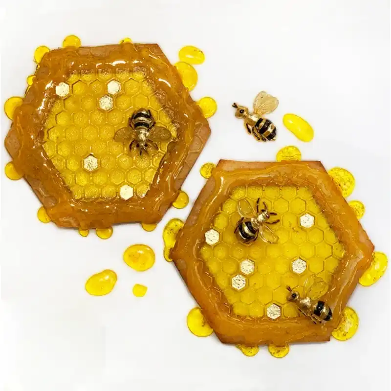 Silicone Fondant Decor Cakes Chocolate Molds Tools Bees Honeycomb Textured Molds