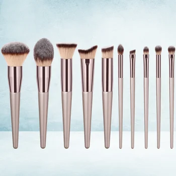 

1 Set 10pcs Makeup Brush Kit Multifunction Comestics Brushes Makeup Tools Synthetic Fiber Soft Powder Brush (Champaign Gold)