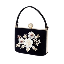 Женский клатч с жемчугом и кристаллами, вечерние женские сумки, свадебные сумочки, роскошные мини сумочки для невесты(черные