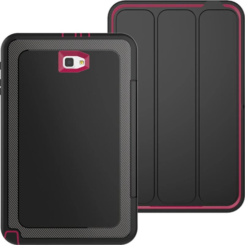 Розово-красный Полный защитный чехол для Samsung Galaxy Tab A 10,1 SM-T580 T585 с экранной пленкой, безопасный ударопрочный жесткий чехол - Цвет: Розово-красный