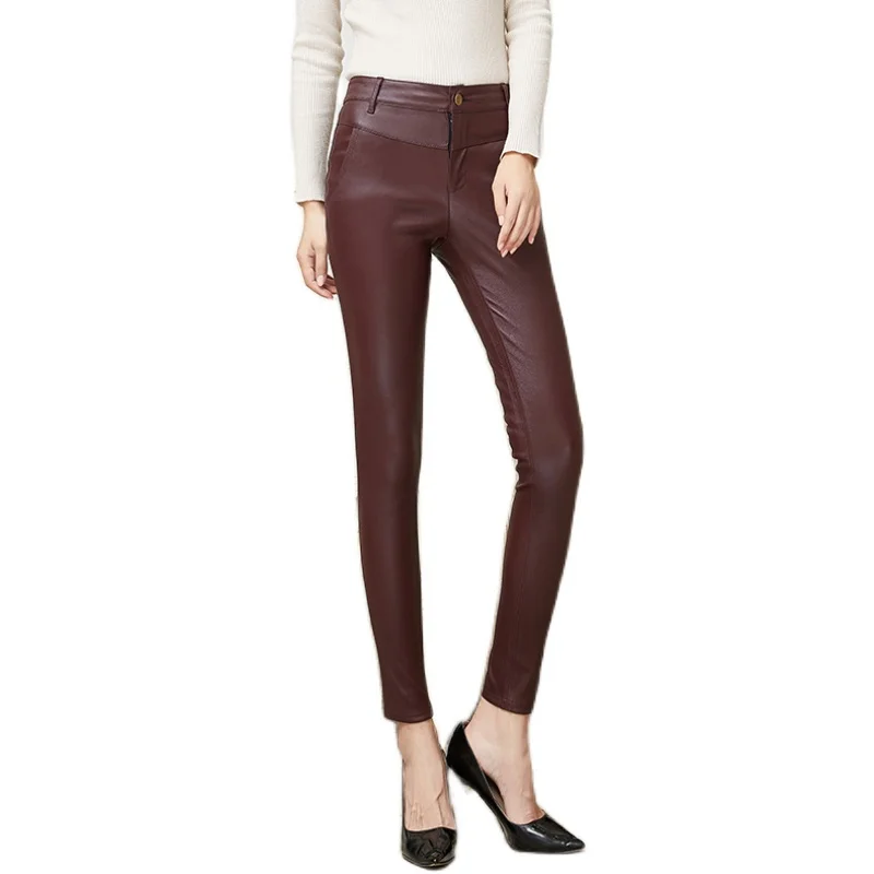 Женские брюки из натуральной овчины с карманами