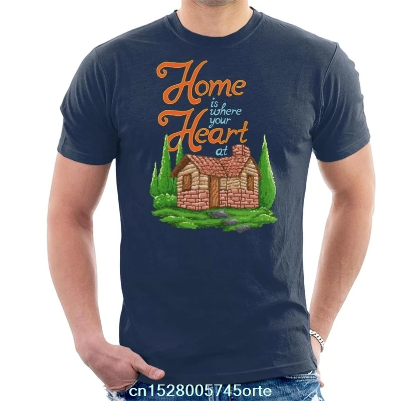 Мужская футболка с принтом camiseta Home Is Where Your Heart At Pixel Art 100% хлопок женская | одежда