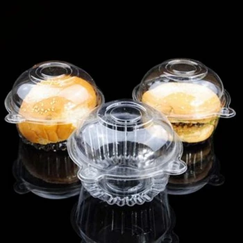 

50Pcs/set Transparent Plastic Cupcake Boxes Holder Cup Cake Tray Party Decorating Tools Birthday Wedding Packing Box