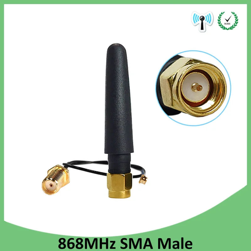 10 шт. 868 МГц 915 МГц телевизионные антенны 2dbi SMA разъем GSM 915 868 antena antenne + 21 см RP-SMA/u. FL косичка кабель