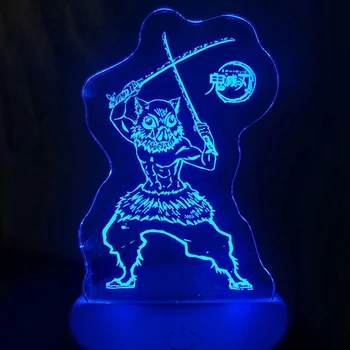 

Demon Slayer Kimetsu No Yaiba Hashibira Inosuke Figure Led Night Light Acrylic Stand Table Decor Fans Gifts Stationery Set