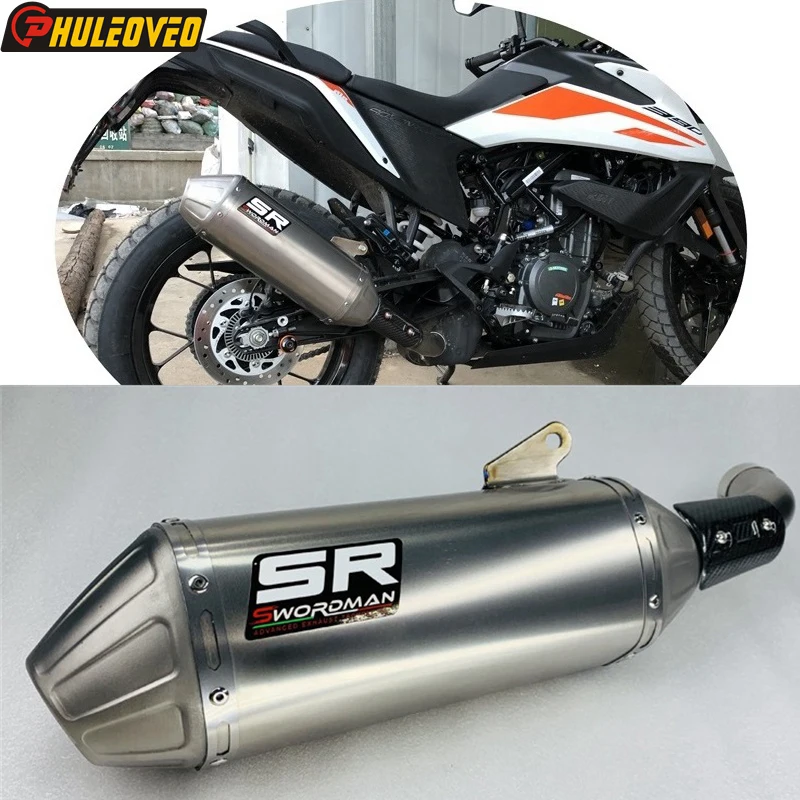 Titanium Alloy for KTM 250 390 Adventure 20-23 Motorcycle Exhaust Muffler Link Pipe with Carbon Cover for KTM RC125 RC 390 22-23