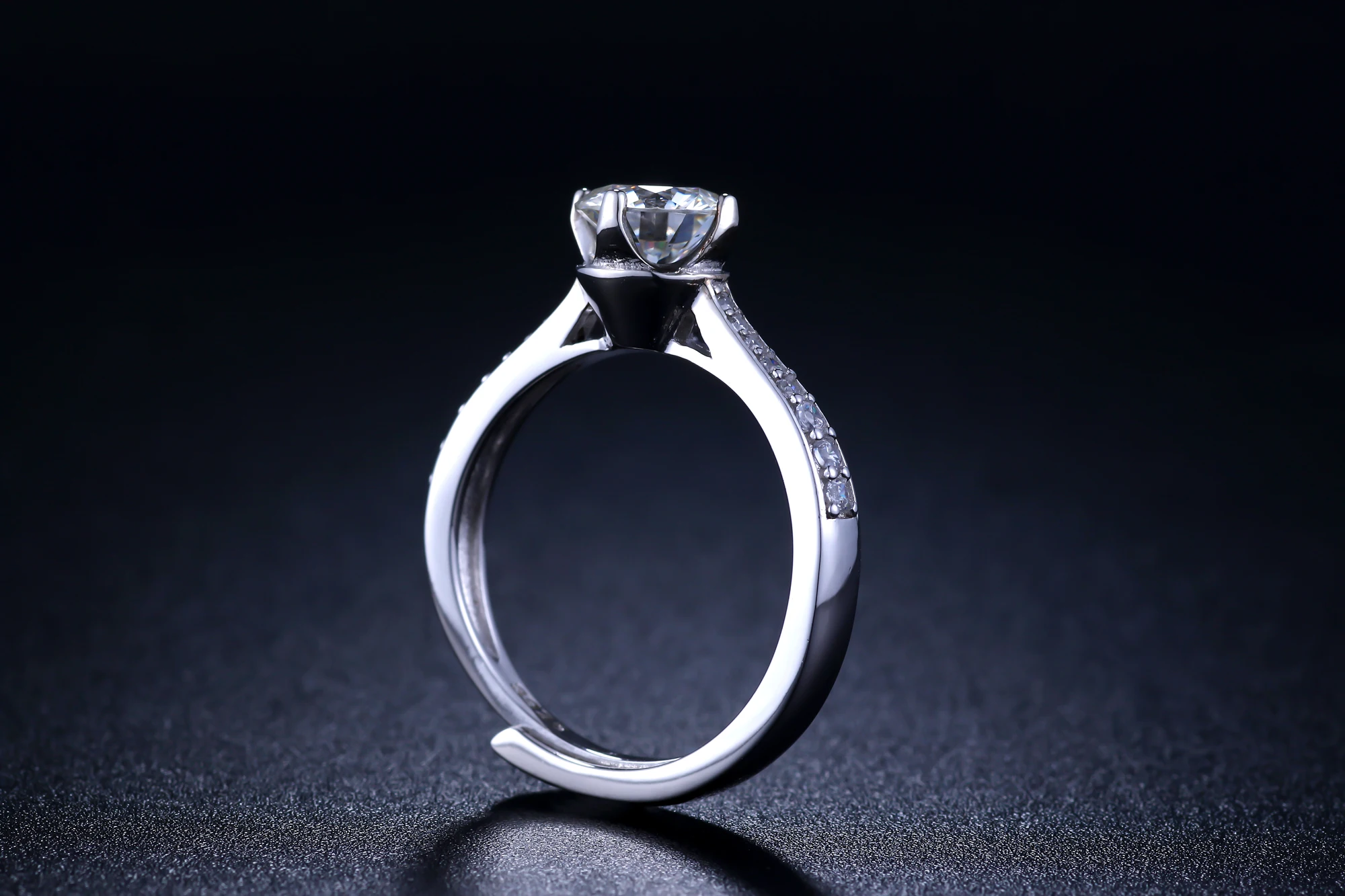 Круглое серебряное кольцо с муассанитом, 1ct D VVS, роскошное женское кольцо с муассанитом, регулируемое