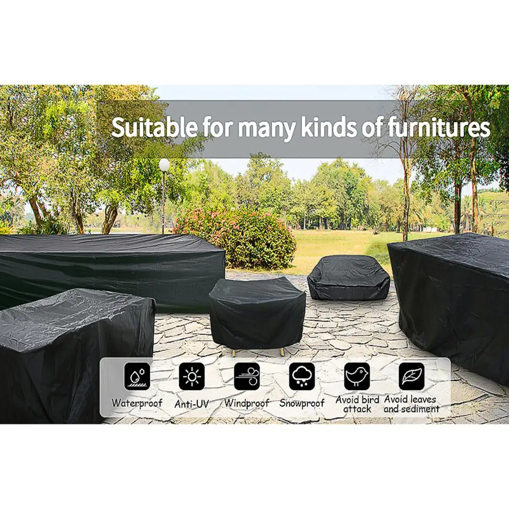 Cubierta de muebles de exterior con asas y cable de dobladillo duradero, impermeable, resistente a los rayos UV, fundas de sofá para mesa y silla