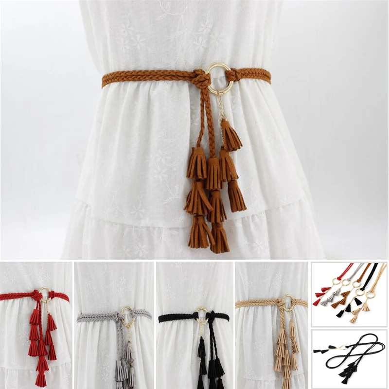 Waist Chain 120cm Woven Tassel Waistband Braided Belt Waist Rope Women Decorated Waist Ladies