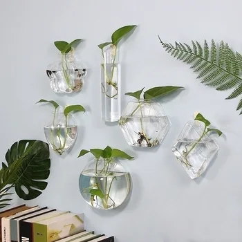 

Wall Hanging Glass Flower Vase Fish Tank Aquarium Container Hydroponic Potted Plant Flower Pot Wedding Garden Home Decoration