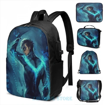 

Funny Graphic print nightwing (2) USB Charge Backpack men School bags Women bag Travel laptop bag
