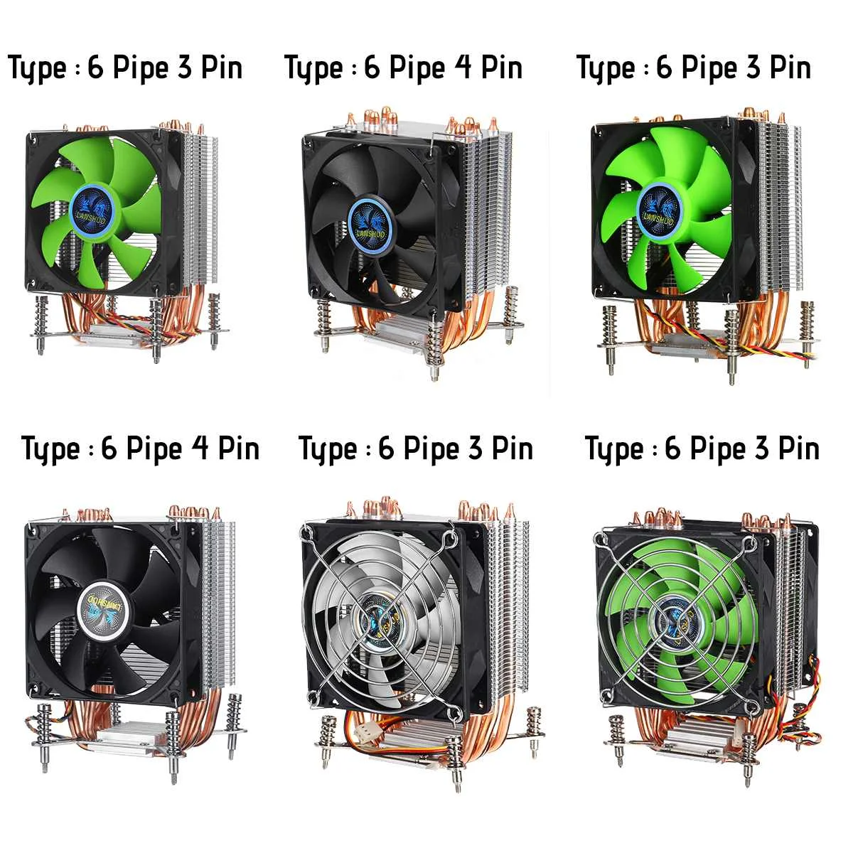 Кулер для процессора с 6 тепловыми трубками вентилятор охлаждения 3pin/4pin тихий