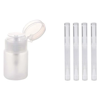 

1 Pcs 70Ml Nail Art Makeup Polish Pump Dispenser Bottle Remover & 4 Pcs Empty Nail Oil Pen Cosmetics Holder