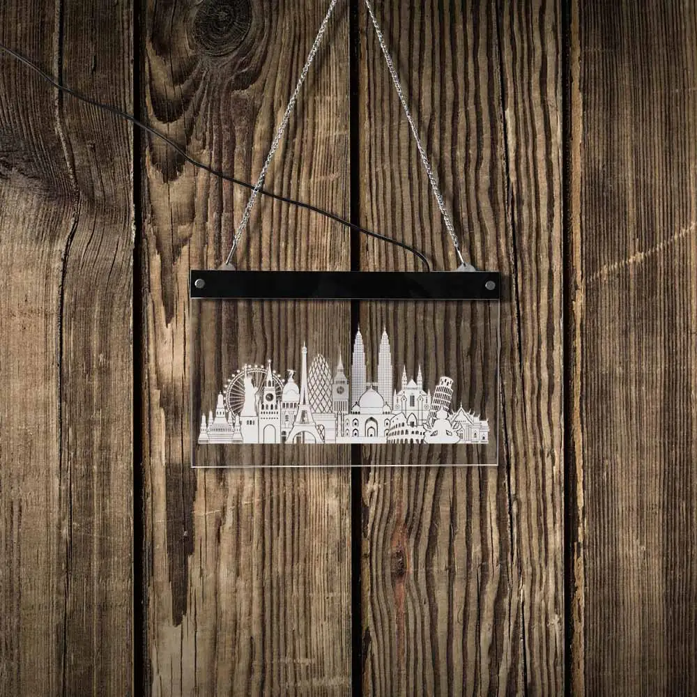 World Skylines architecture светодиодный неоновый знак мир ориентиры многоцветные меняющиеся дисплей доска настенное искусство путешествия любовник сувенирный подарок