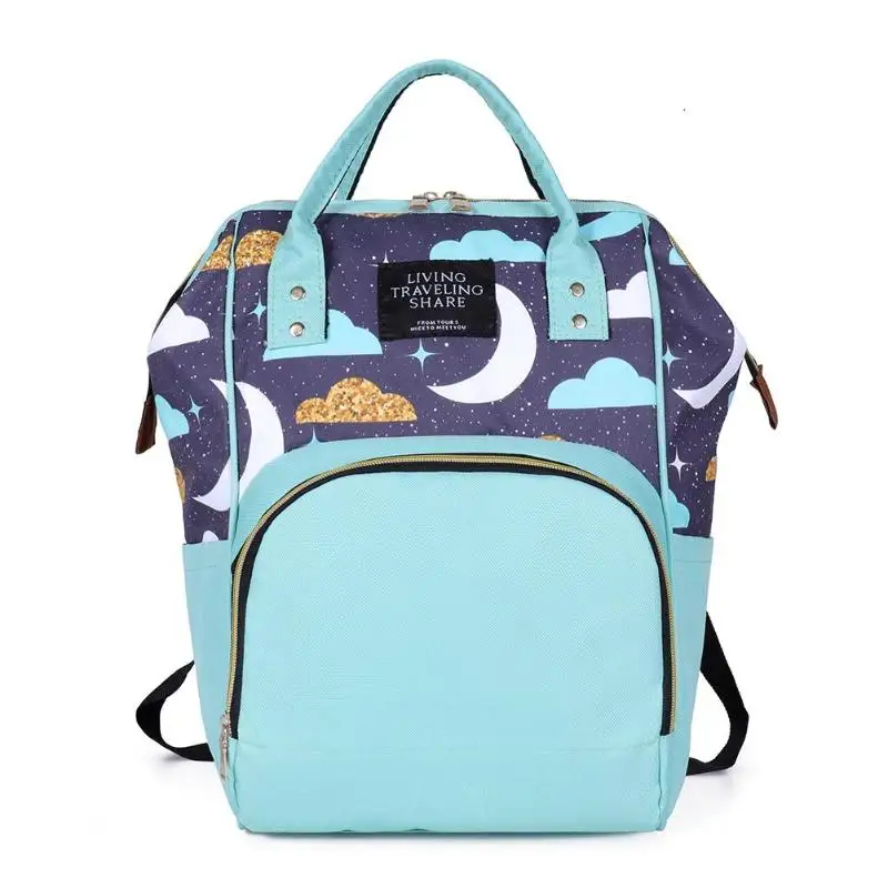 Light Blue Мягкий подгузник сумки большой емкости женский туристический рюкзак для беременных сумки на плечо водонепроницаемые на молнии детские подгузники сумка для прогулки с ребенком - Цвет: Light Blue