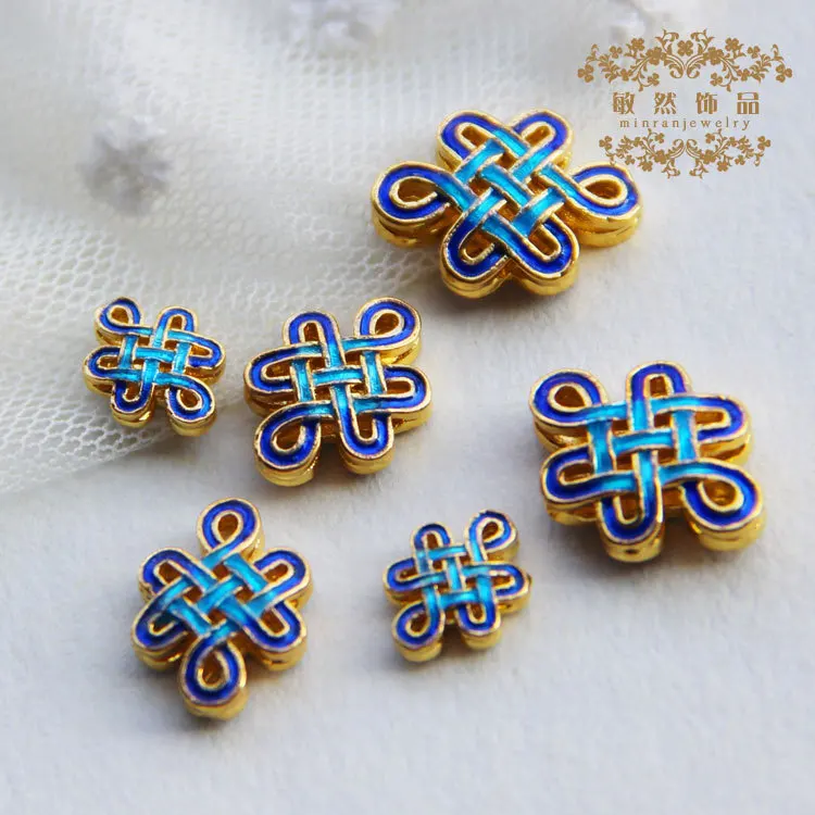 Bluing Cloisonne Цвет аксессуары из эмали Xiangyun китайский узел разделитель бусины браслеты кулон ожерелье орнамент аксессуары