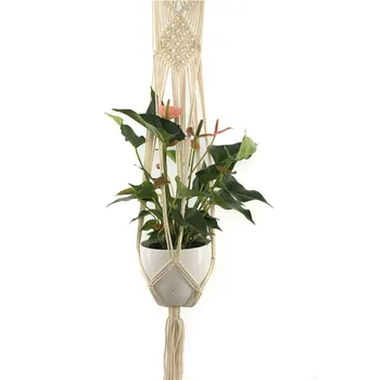 

Green Hanging Basket Gardening Creative Flowerpot Net Bag Plant Hanger Cotton Hemp Rope Hand-Woven Sling Rope