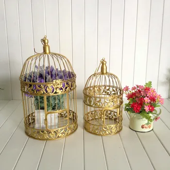 

Modern Iron Metal Bird Cage Small Medium Set Bird Cage Decorative Ornaments Window Wedding Decoration Bird Cage
