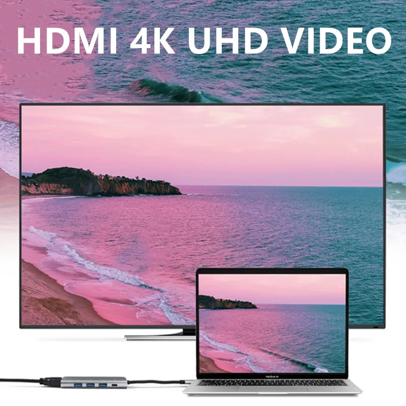 Veggieg USB C концентратор, 7 в 1 USB C адаптер с 4K HDMI, USB 3,0 порты, TF/SD кардридер, и PD для MacBook Pro //