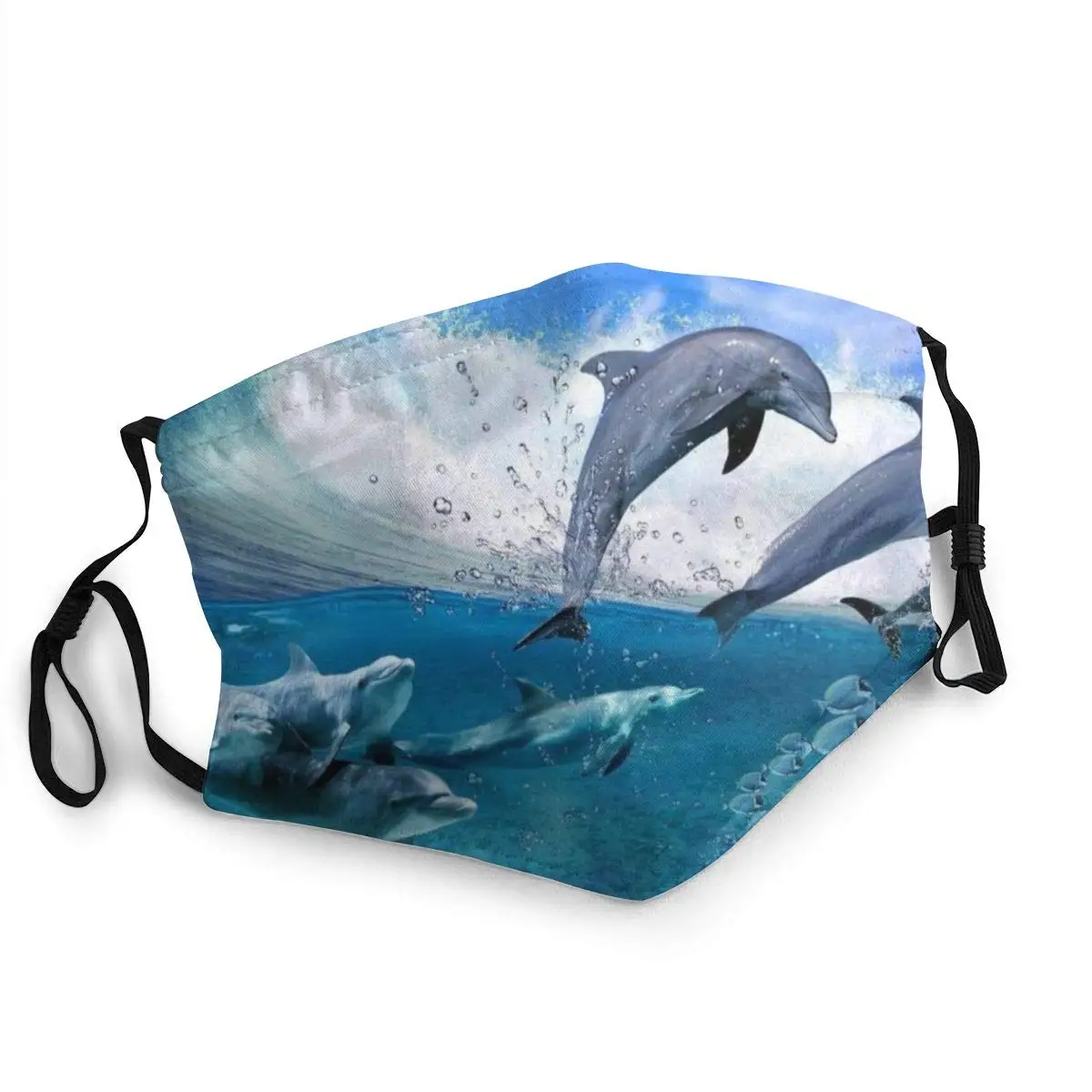Masque facial de noël en forme de dauphin, saut dans les vagues fortes, confortable pour lextérieur, accessoires anti-poussière, réutilisable