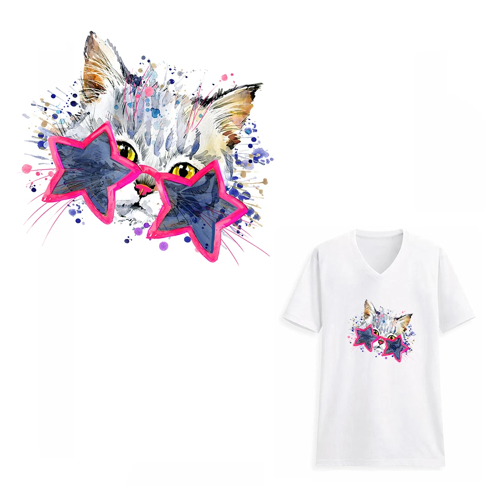 XC Star Cat Ironing Patches Transfers Heat Press Stickers for Families