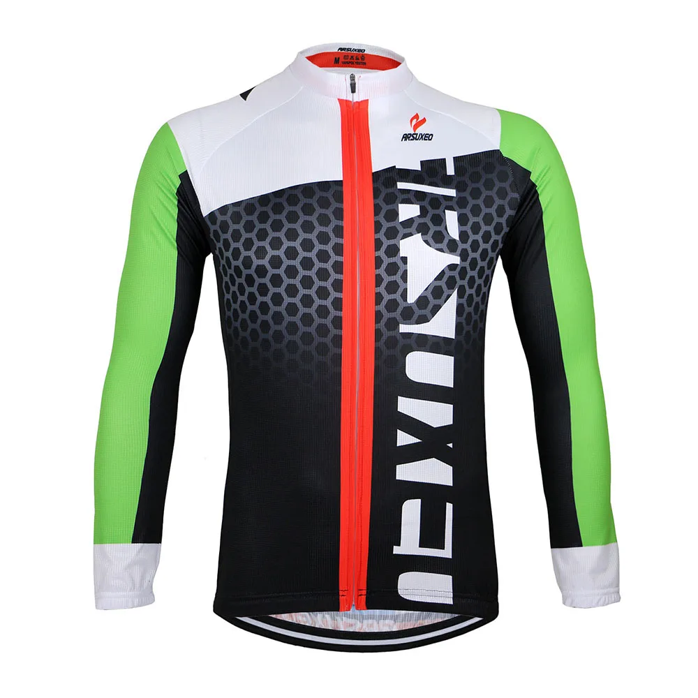 ARSUXEO Cycling Jersey Men Pro Team Mountain Bike Bicycle Jersey Long Sleeves Clothing MTB Jersey Shirts Dry Fit ZLJ21-Q