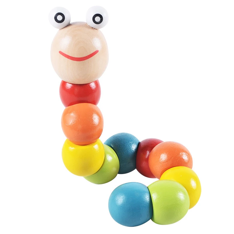 

Colorful Wooden Worm Puzzles Kids Learning Educational Didactic Baby Development Toys Fingers Game for Children Montessori Gift