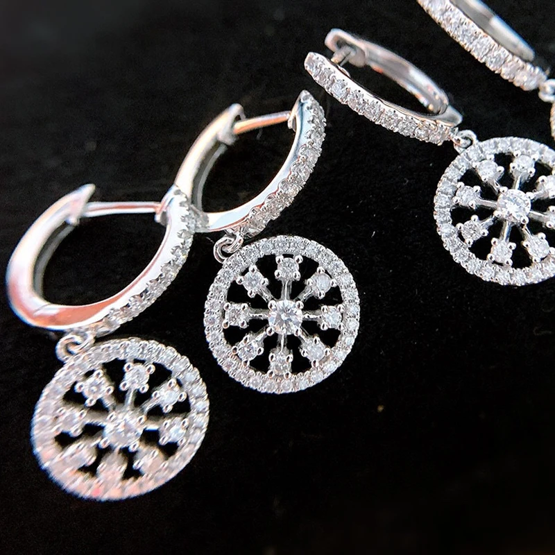 Aazuo Real 18K White Gold Real Diamonds 0.50ct Perfect Round Ring Earrings gifted for Women Wedding Party Au750