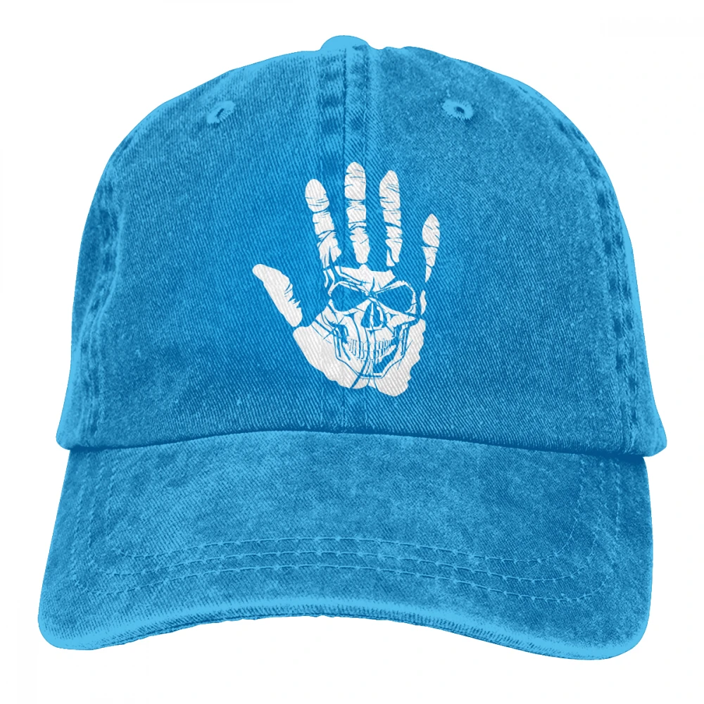 Череп руки Casquette черный унисекс Мужские Женские джинсовые бейсболка с ремешком кепки Регулируемый Гольф папа шляпа