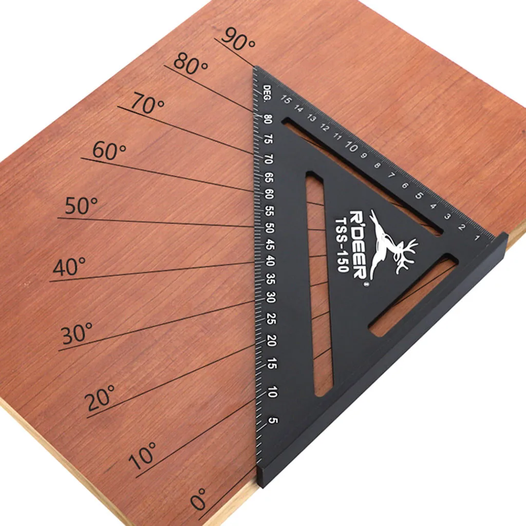 

20#150mm Ruler Measuring Ruler Roofing Rafter Aluminum Alloy Black Protractor Layout Tools Carpentry Triangular Protractor